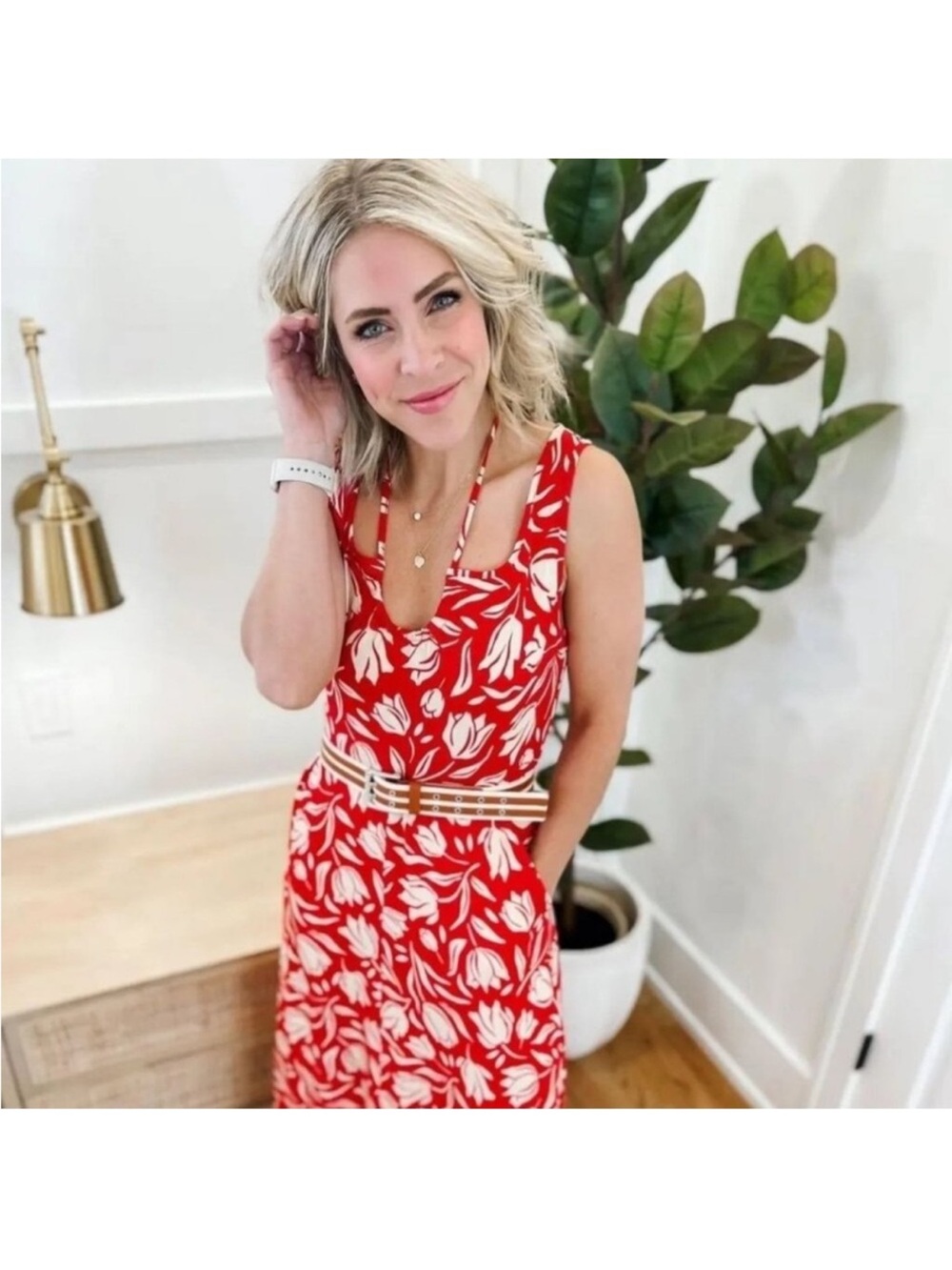 Cabi Dress, Small Red and Bone Floral, Never Worn Tearoom dress - Picture 2 of 9